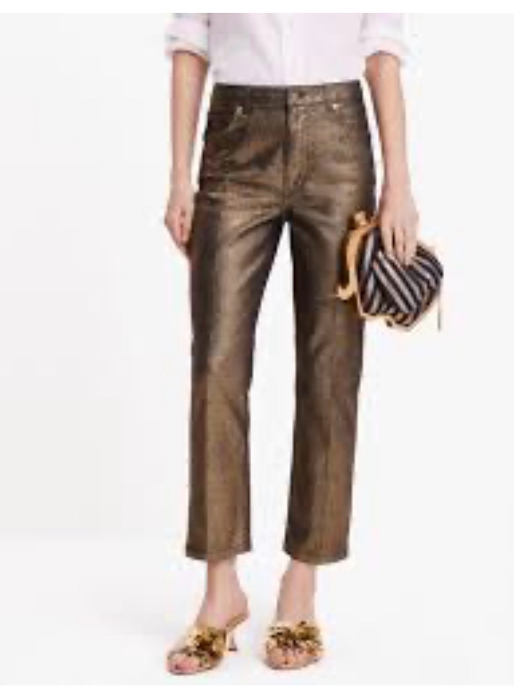 Kate Spade Metallic Straight-Leg Denim Pants Classic Women’s Size 30